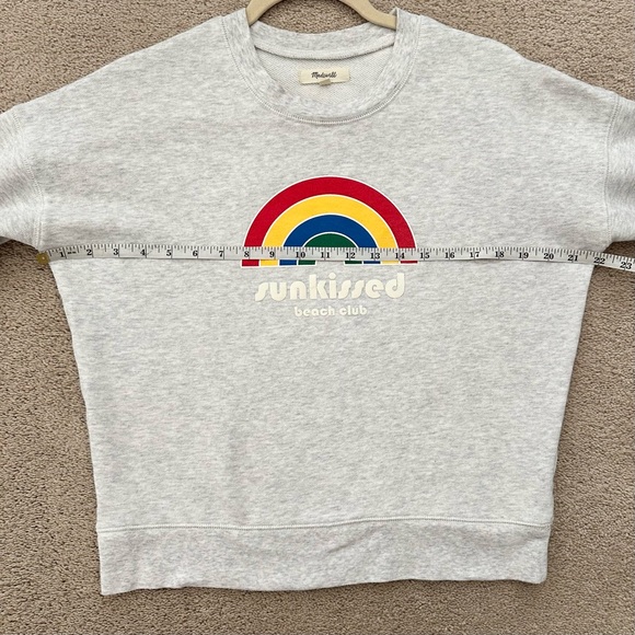 Madewell Sunkissed Beach Club Rainbow Lightweight Spring Sweatshirt - Light Grey - Picture 14 of 15